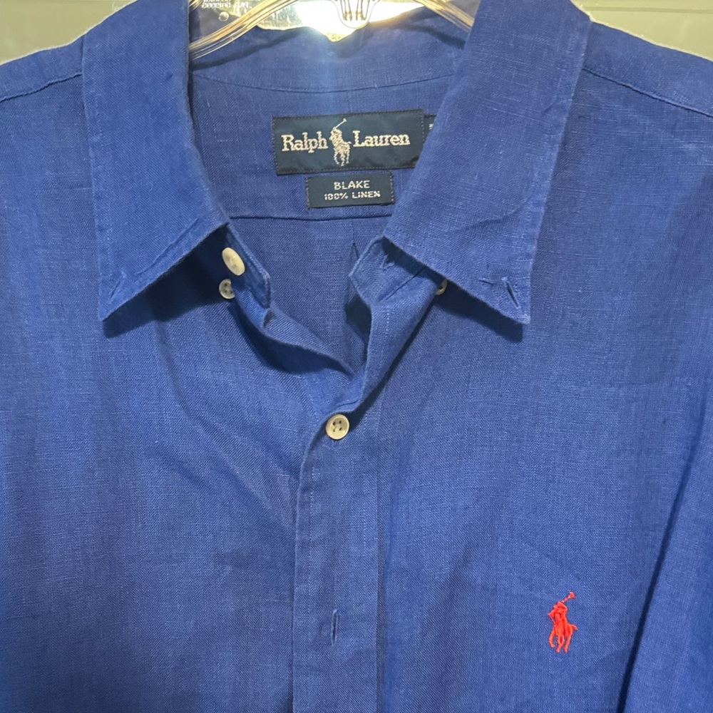 Ralph Lauren Men's Royal Blue Linen Shirt